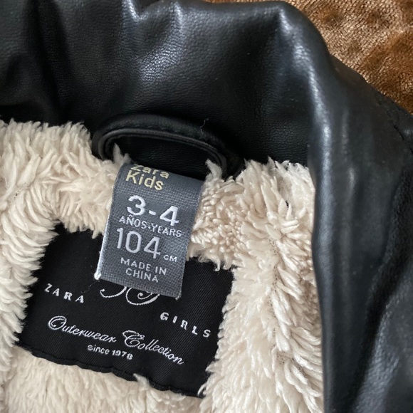 Zara Girls Warm Vegan Leather Biker Jacket - Picture 2 of 2